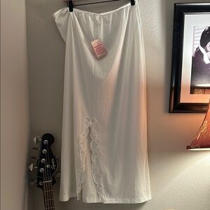 NWT VTG Sears Antron III Nylon Anti-Cling White Slip with Lace Slit Size 33- 35